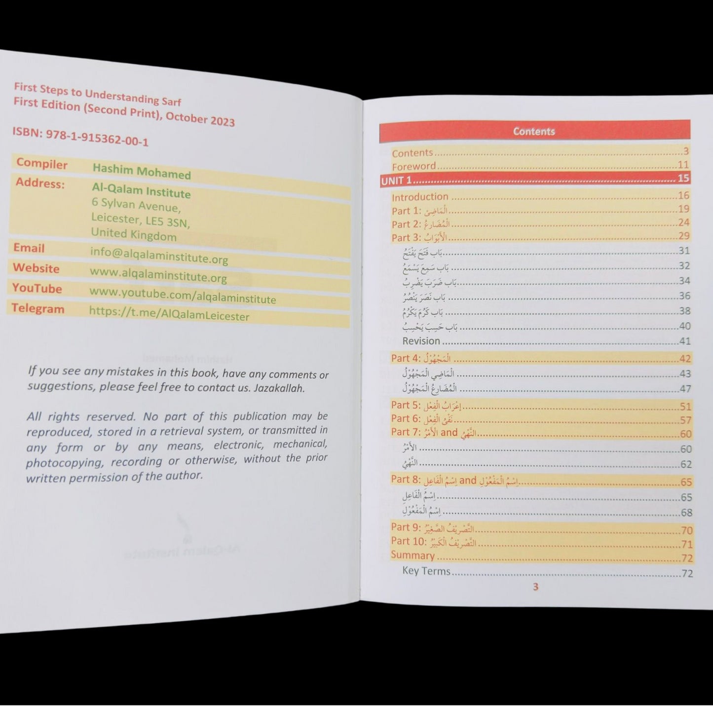 First Steps to understanding Sarf (Morphology) by Author:Hashim Mohamed