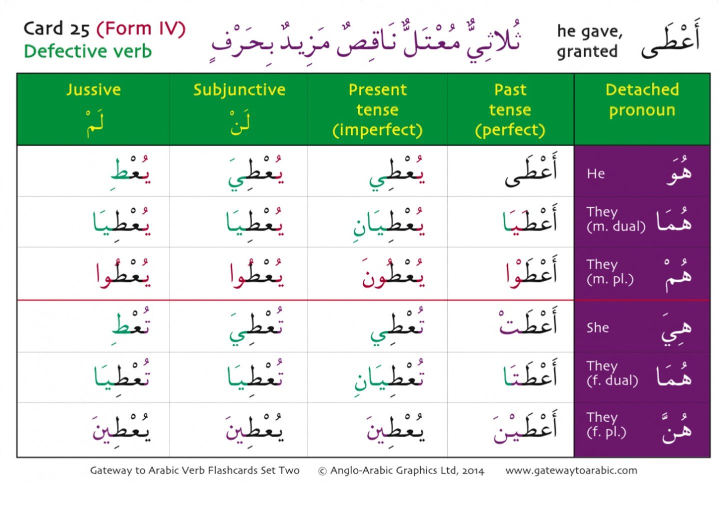 Gateway to Arabic Verb Conjugation Flashcards (Set Two)