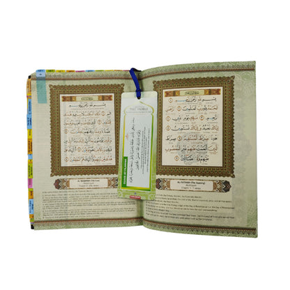 Al Quran Al Karim Othmani Rasm in English With Important Tagging ( B5 Random colours)