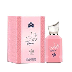 Abyat 100ml EDP by Al Wataniah - Top note: Blackcurrant, Orange Blossom, Pear, Rose  Middle note: Jasmine, Iris, Praline  Base note: Vanilla, Tonka Bean, Patchouli