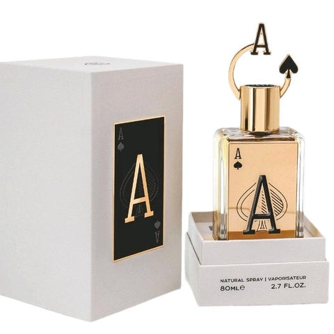 Ace of Spades (A) 80ml EDP by Fragrance World - Top: Clove, Pink Pepper, Orange Blossom Heart: Chestnut, Guaiac Wood, Juniper Base: Vanilla, Balsam of Peru, Cashmeran