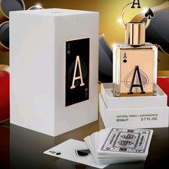 Ace of Spades (A) 80ml EDP by Fragrance World - Top: Clove, Pink Pepper, Orange Blossom Heart: Chestnut, Guaiac Wood, Juniper Base: Vanilla, Balsam of Peru, Cashmeran