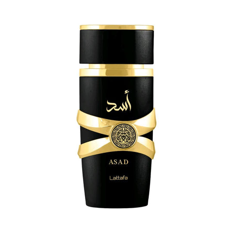 Asad 100ml EDP by Lattafa - Top Notes: Black Pepper, Pineapple  Middle Notes: Coffee, Patchouli, Iris  Base Notes: Amber, Vanilla, Dry Woods, Benzoin, Labdanum