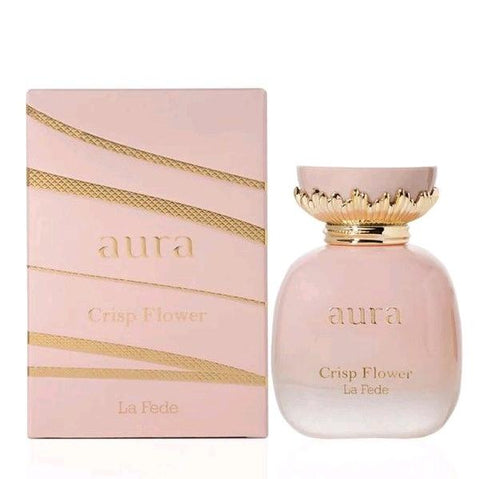 Aura Crisp Flower 100ml EDP by Khadlaj - Top Notes: Pear, Bergamot, Peach Middle Notes: Jasmine, Peony Base Notes: Musk, Vanilla, Vetiver