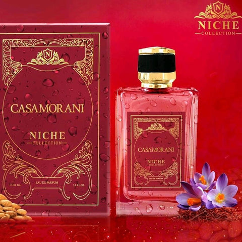 CASAMORANI 100ml EDP by Khalis - Top: Bergamot and Mandarin  Heart: Saffron, Cedar and Patchouli Base: Sandalwood, Tonka, Vanilla and Musk