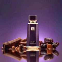 Cocoa Morado 100ml EDP French Avenue - Top notes Cinnamon, Saffron, Nutmeg, Cardamom, Ginger and Pink Pepper; middle notes are Myrrh, Sugar Cane, Davana, Agarwood, Oud, Incense, Caramel, Dates and Amberwood; base notes are Leather, Mate, Tonka, Benzoin