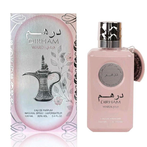 Dirham Wardi Perfume 100ML EDP by Ard Al Zaafaran - Top Notes: Sweet Berries, Raspberries, Pink Pepper, and Bergamot  Middle Notes: A floral blend of Roses, Peonies, and Lilies of the valley  Base Notes: Patchouli, Iris, Sandalwood, and Musk.