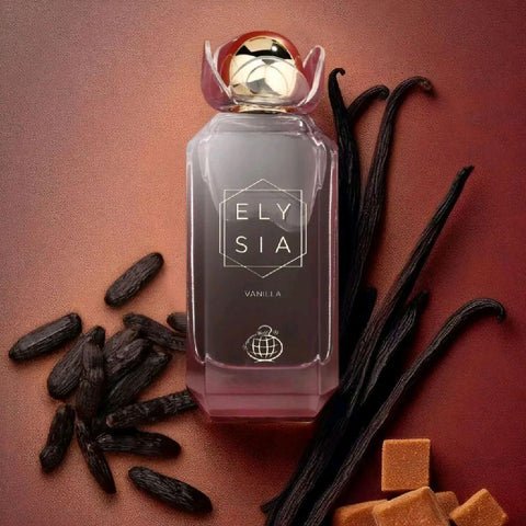 ELYSIA VANILLA 100ML EDP BY FRAGRANCE WORLD  - Top Notes: Vanilla Orchid, Jasmine  Middle Notes: Brown Sugar, Tonka Bean  Base Notes: Amber, Amberwood, Musk, Patchouli