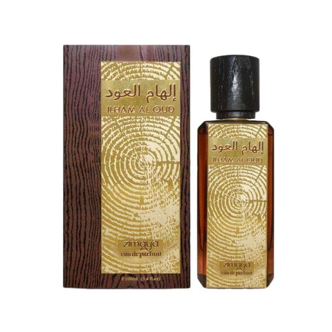 Ilham Al Oud 100ml EDP by Zimaya Afnan - Top: Oud, Rose, Incense  Heart Notes: Raspberry, Saffron, Benzoic Resin  Base Notes: Leather notes, Jasmine, Amber, Patchouli