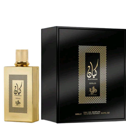 Kayaan Gold 100ml EDP by Al Wataniah - Top notes of bergamot, mandarin and pear, tuberose, orange blossom Heart notes: Jasmine and Caramel  Base note: Cedarwood, musk