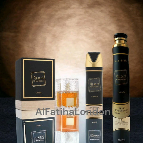 Khamrah 100ml EDP + Air freshener 300ml and Body spray 200ml by Lattafa