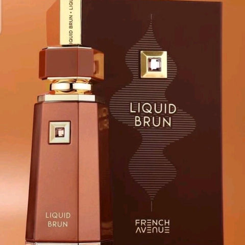 Liquid Brun by French Avenue 100ml EDP - Top notes are Cinnamon, Orange Blossom, Cardamom, and Bergamot; middle notes are Bourbon Vanilla and elemi; base notes are Praline, Ambroxan, Guaiac Wood and Musk