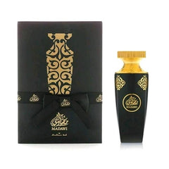 Madawi by Arabian Oud - TOP NOTES  Peach, Apple Blossom  HEART NOTES Pineapple Blossom  BASE NOTES Wild Rose, Patchouli, Musk