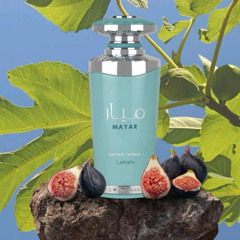 Mayar Natural Intense 100ml EDP by Lattafa - Top: Fig, Coconut Water, Green Tangerine, Melon Heart: Lotus, Jasmine, Water lily  Base:Mus, Sandalwood, Vanilla, Ambroxan