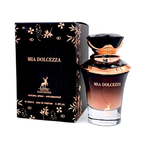 Mia Dolcezza 100ml EDP Eau De Parfum By Maison Alhambra for Unisex - Top notes : citrus, fresh fruits and bergamot.  Middle notes : rose and white flowers.  Base notes : vanilla, musk and sandalwood