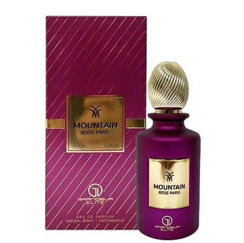 Mountain Rose Paris 100ml EDP by Grandeur Elite UNISEX - Top: Orange, Lemon, and Bergamot Orange. Heart: Sweet Rose and Freesia. Base: Sandalwood and Musk.