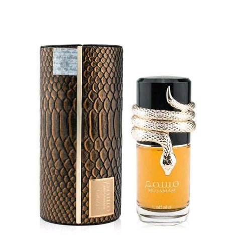 Musamam Perfume 100ml EDP by Lattafa - Top: Italian Mandarin Orange, Lavender, Saffron Heart: Egyptian Geranium, Virginia Cedar, Amberwood Base: Somalian Frankincense, Akigalawood, Cistus Concrete