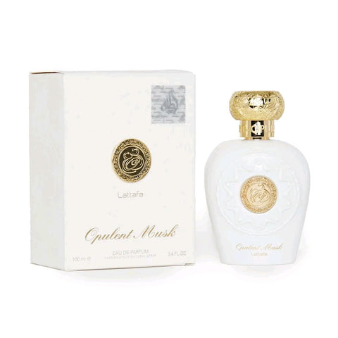 Opulent Musk Perfume EDP 100ml by Lattafa - Top Notes: White musk, saffron, citrus notes  Middle/Heart Notes: Jasmine, white flowers, white musk  Base Notes: Sandalwood, cedar resin, fir resin, amber, white musk