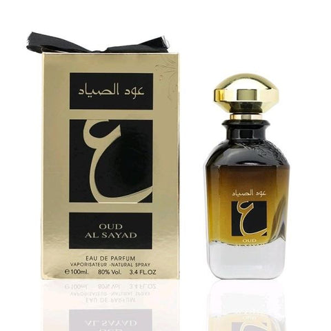 Oud Al Sayad 100ml EDP by Ard Al Zaafaran  - Top: sandalwood, amber, bergamot, fruity notes Heart: patchouli, violet and Oudh Base: musk, vanilla, vetiver, caramel, frankincens, amber