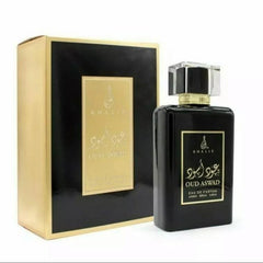 Oud Aswad 100ml EDP by Khalis - Top Notes: Woody, Saffron, Thyme, Rose  Middle Notes: Corriander, Cumin, Rose, Jasmine, Patchouli, Agarwood  Base Notes: Musk, Sandalwood, Leather, Agarwood, Amber, Vanilla