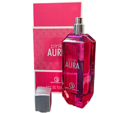 Pink Aura 100ml EDP By Grandeur Elite - Top notes: Raspberry and Litchi Heart notes: Damask Rose Base notes: Akigalawood and Benzoin.