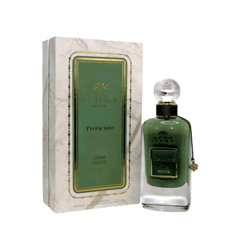 Pistachio (Ithra Dubai Musk) 100ml EDP by Ard Al Zaafaran - Top: Pistachio. Heart: Rose, Vanilla. Base: Cinnamon, Musk.