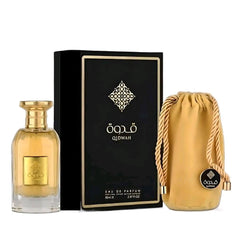 Qidwah Perfume 85ml EDP by Ard Al Zaafaran - Top Notes: Orange, Lemon.  Middle Notes: Jasmine, Rose, Orange Blossom, Cinnamon, Cardamom.  Base Notes: Sandalwood, Vanilla, Cashmere Wood, Patchouli, Amber, Musk