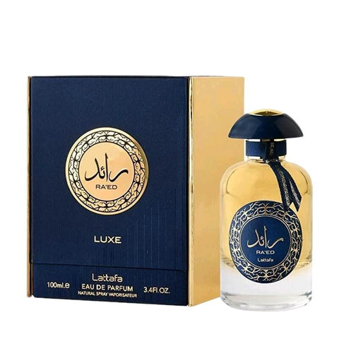 Raed Luxe Perfume 100ml EDP by Lattafa - Top: Pink Pepper Tip, Juniper, Pineapple, Watermelon, Jasmine Flower, Alvrizia Flowers  Heart: Lavender, Sage, Cinnamon, Aromatic  Base: Iced chestnuts, Tonka beans, Vanilla, Viever, Sandalwood, Amber, Strawberry