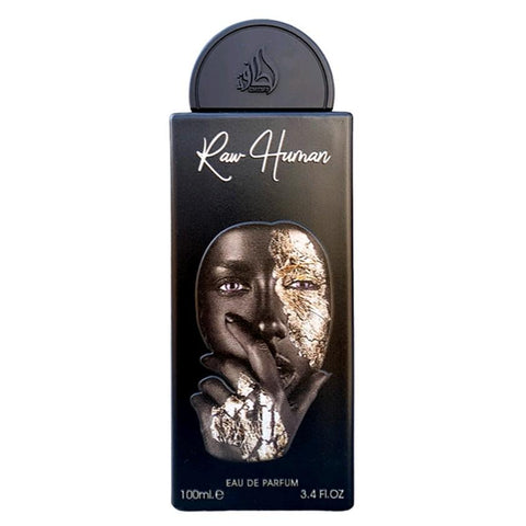 Raw Human 100ml EDP by Lattafa Pride - Top Notes: Apricot, Plum, Pink Pepper  Middle Notes: Osmanthus, Fir  Base Notes: Leather, Olibanum (Frankincense), Styrax