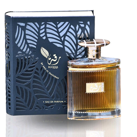 Riqqa 100ml EDP by Ard Al Zaafaran (Unisex) - Top note: Cognac Heart notes: Cinnamon, Tonka Bean and Oak Base notes : Praline, Vanilla and Sandalwood.