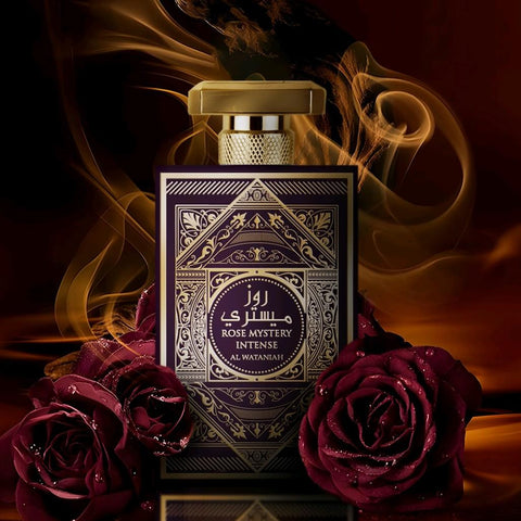 Rose Mystery Intense 100ml EDP by Al Wataniah - Top notes: Pink pepper, Bergamot;  Middle notes: Bulgarian rose, Turkish rose, Egyptian jasmine;  Base notes: Madagascar vanilla, Amber