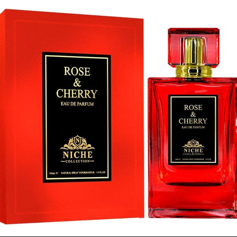 Rose and Cherry 100ml EDP by Khalis Niche - Top: Bulgarian Rose, Fuity notes, Geranium and Damsacun Rose Heart: Bulgarian Rose, Violet, Heliotrope, Tiare Flowers and Iris Base: Tonka Bean, Musk, Vanilla and Amber