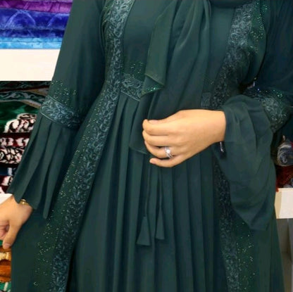 Aamna Rhinestone Nida Abaya Dress