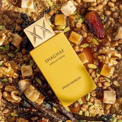 Shaghaf Vanilla Toffee 75ml EDP by Swiss Arabian - Top notes are Toffee and Coffee; middle notes are Vanilla, Dates, Walnut, Cardamom and Milk; base notes are Brown sugar, Madagascar Vanilla, Benzoin, Woody Notes, Vanilla Caviar, Tonka Bean and Musk.