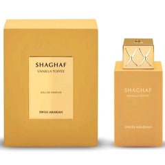 Shaghaf Vanilla Toffee 75ml EDP by Swiss Arabian - Top notes are Toffee and Coffee; middle notes are Vanilla, Dates, Walnut, Cardamom and Milk; base notes are Brown sugar, Madagascar Vanilla, Benzoin, Woody Notes, Vanilla Caviar, Tonka Bean and Musk.