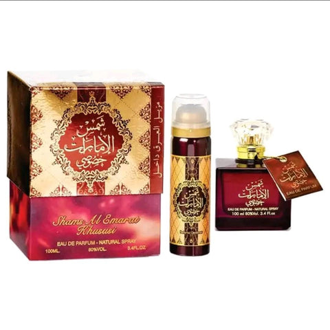 Sham Emarat Al khususi 100Ml EDP by Ard Al Zaafaran - Top Notes: Vanilla, Apple and Mandarin Orange  Middle Notes: Rose, Vanilla, Spices, Amber and Ylang-Ylang  Base Notes: White Musk, Agarwood (Oud), Sandalwood and Patchouli.