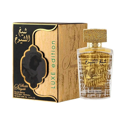 Sheikh Al Shuyukh Luxe Edition 100ml EDP by Lattafa - Top Note: Rose, Saffron, Cardamom  Middle Note: Caramel, Patchouli  Base Notes: Agarwood (Oud), Vanilla, Amber