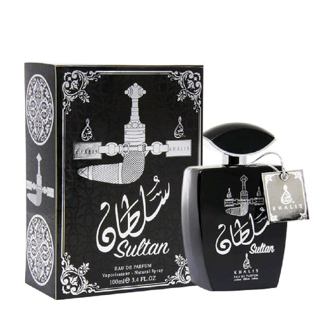 Sultan by Khalis 100ml EDP For Men - Top note: Rosemary, Cardamom, Grapefruit   Heart note: Orange Blossom, Tubrosee, Cedarwood  Base notes: White Wood, White Musk, Amber, Vetiver and Tonka