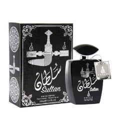 Sultan by Khalis 100ml EDP For Men - Top note: Rosemary, Cardamom, Grapefruit   Heart note: Orange Blossom, Tubrosee, Cedarwood  Base notes: White Wood, White Musk, Amber, Vetiver and Tonka