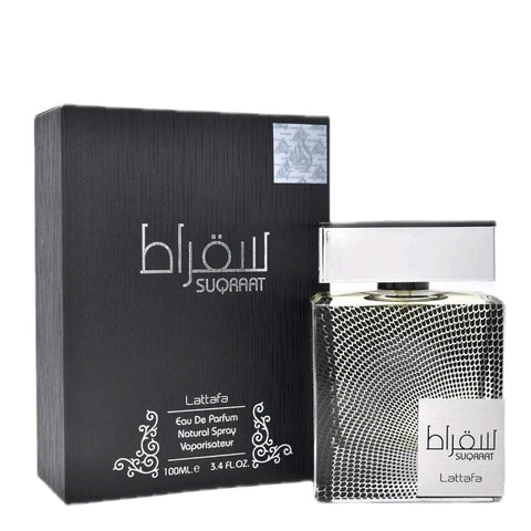 Suqraat by Lattafa 100ml EDP - Top notes are Ginger and Bergamot  Heart notes are Lavender and Violet Leaf  Base notes are Musk, Sandalwood and Amber