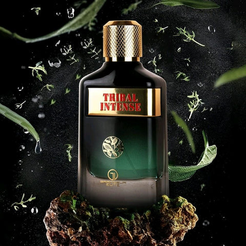 Tribal Intense  100ml EDP by Grandeur for Men - Top notes – Pineapple, Iris, Cypress and Ginger Middle notes – Coconut and Woodsy Notes Base notes – Tonka Bean, Sandalwood, Amber and Ambergris