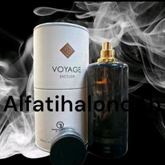 VOYAGE Exclusif 100ml EDP by Grandeur Elite - Top Notes: Labdanum, Patchouli, Sandalwood, Cedarwood, Amber, Incense, Amberwood  Heart Notes: Melon, Jasmine, Ginger, Nutmeg  Base Notes: Lemon, Grapefruit, Pink pepper, Bergamot, Coriander, Mint, Aldehydes