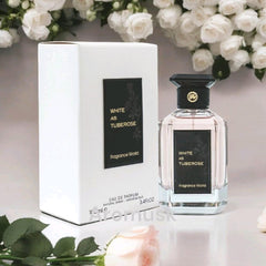 White As Tuberose 100ml EDP by Fragrance World - Top: Tuberose, Peach, Mandarin Heart: White Flowers, Cranberries, Vanilla Base: Musk, Orange Blossom, Sandalwood