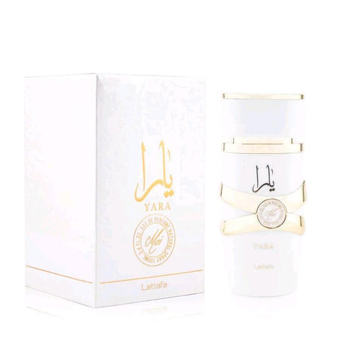 Yara Moi 100ml EDP by Lattafa - Top Notes:  Jasmine, Peach  Middle Notes:  Amber, Caramel  Base Notes:  Sandalwood, Patchouli