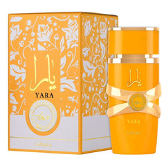 Yara Tous 100ml EDP by Lattafa Mango and Exotic Fruits with Vanilla - Top notes: Coconut, Mango and Passionfruit  Heart notes: Jasmine, Heliotrope and Orange Blossom  Base notes: Vanilla, Cashmeran and Musk.