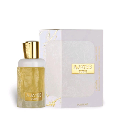 Ajayeb Dubai Portrait 100ml EDP by Lattafa - Long Lasting Fragrance - Top Notes: Orange, Lemon  Middle Notes: Jasmine, Mango, Osmanthus  Base Notes: Amber, Sandalwood, Musk, Oud