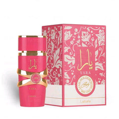 Yara Candy 100ml EDP Perfume by Lattafa - Top Notes: Green Mandarin, Blackcurrant Middle Notes: Strawberry Fizz Candy, Gardenia Base Notes: Sandalwood, Vanilla Syrup, Musk, Amber