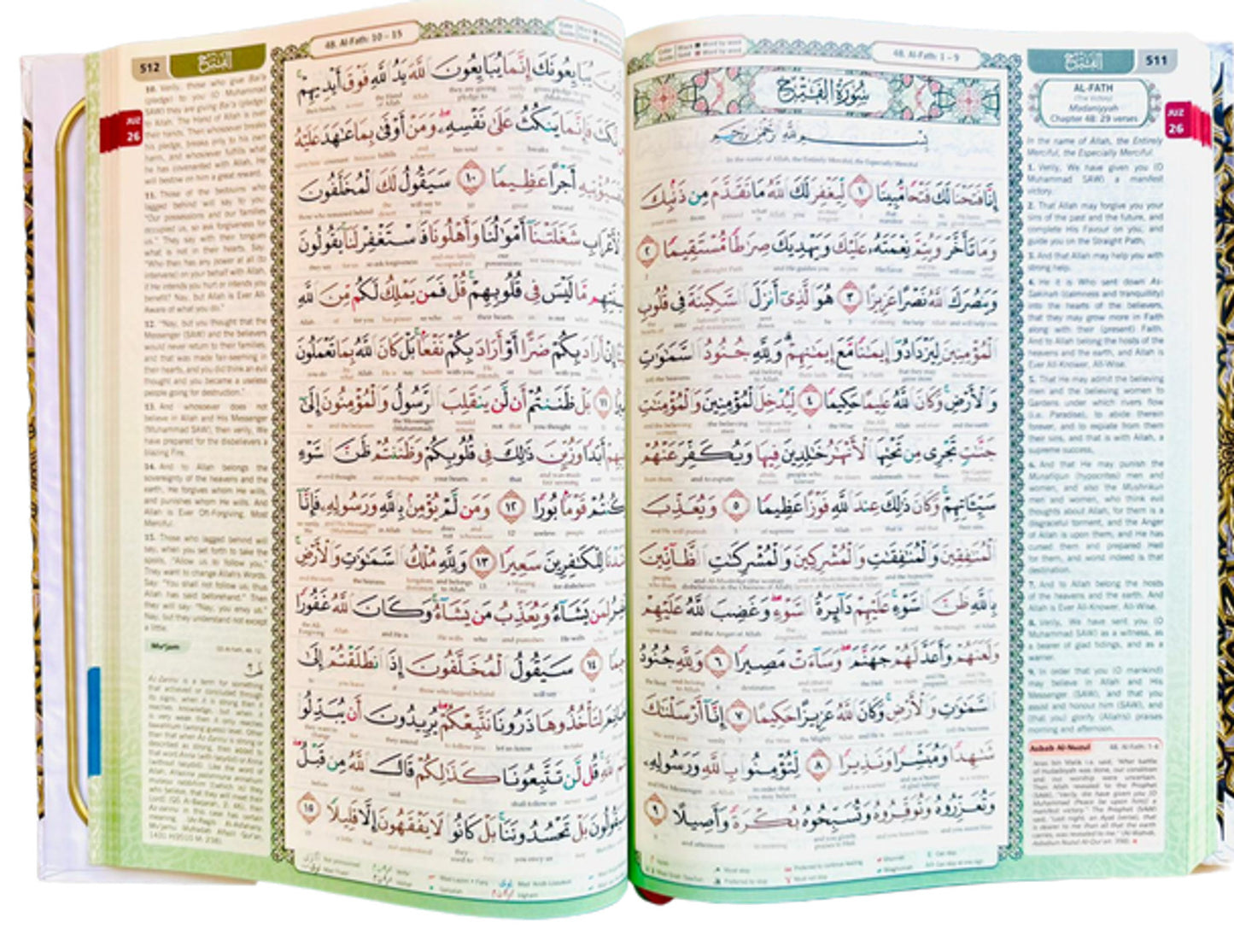 Maqdis A4 Large Al Quran Al Kareem Word-by-Word Translation Colour Coded Tajweed White with free The Problems Of The Dawah (Call)