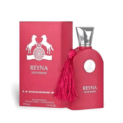 Reyna 100ml EDP by Maison Alhambra - Top Notes: Bergamot, Mandarin Orange, Grapefruit  Middle Notes: Orange Blossom, Black Currant, Raspberry  Base Notes: Musk, Floral, Cotton Candy, Cream