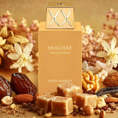 Shaghaf Vanilla Toffee 75ml EDP by Swiss Arabian - Top notes are Toffee and Coffee; middle notes are Vanilla, Dates, Walnut, Cardamom and Milk; base notes are Brown sugar, Madagascar Vanilla, Benzoin, Woody Notes, Vanilla Caviar, Tonka Bean and Musk.